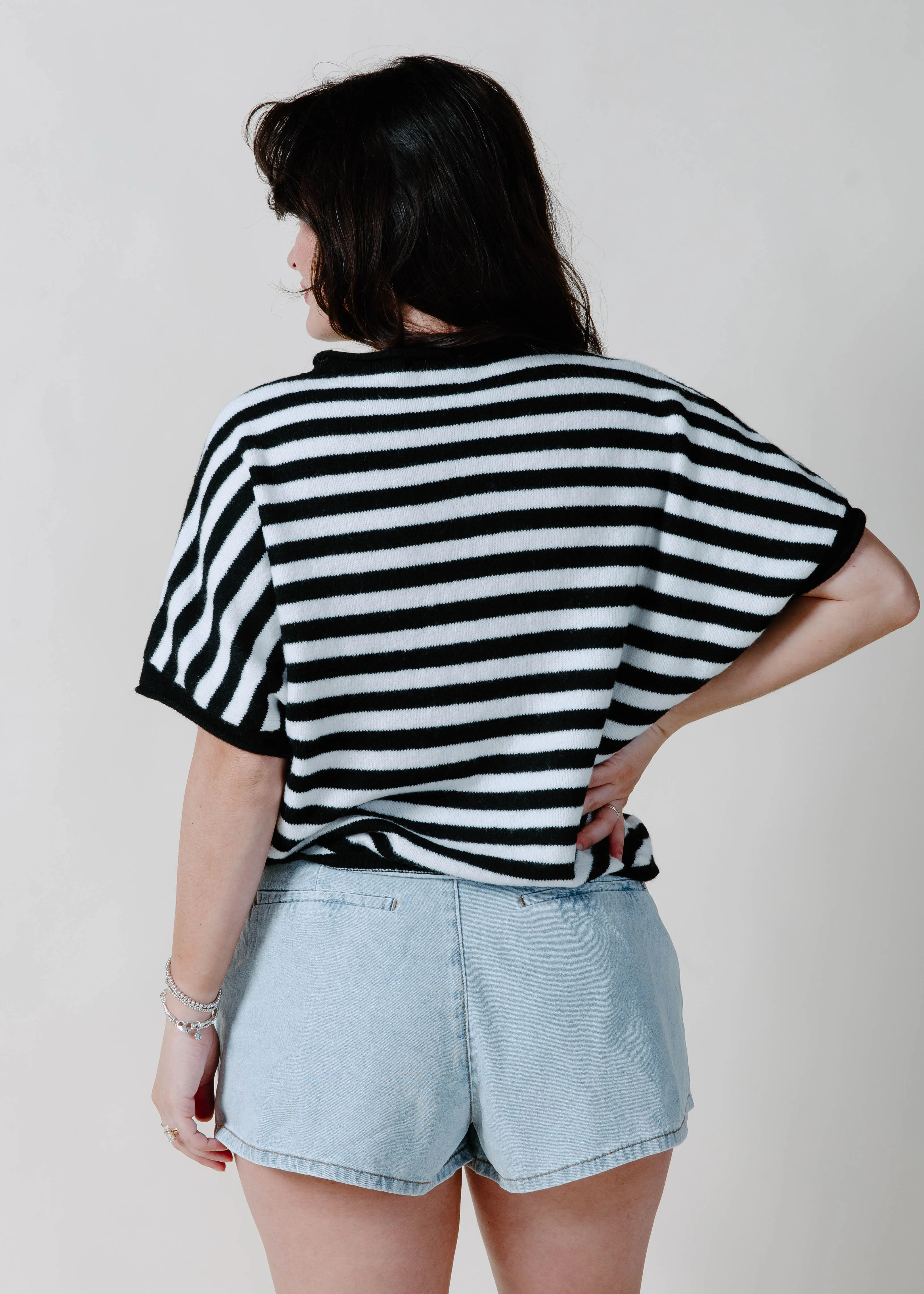 The Kaleigh Short Sleeve Cardigan - Black & White sold by Vinnie Louise product image thumbnail 3