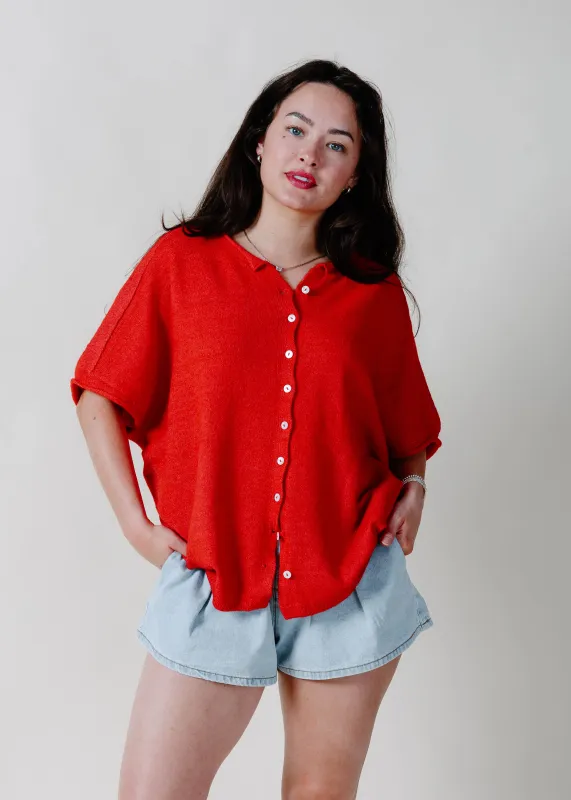 The Kaleigh Short Sleeve Cardigan - Red made by Vinnie Louise