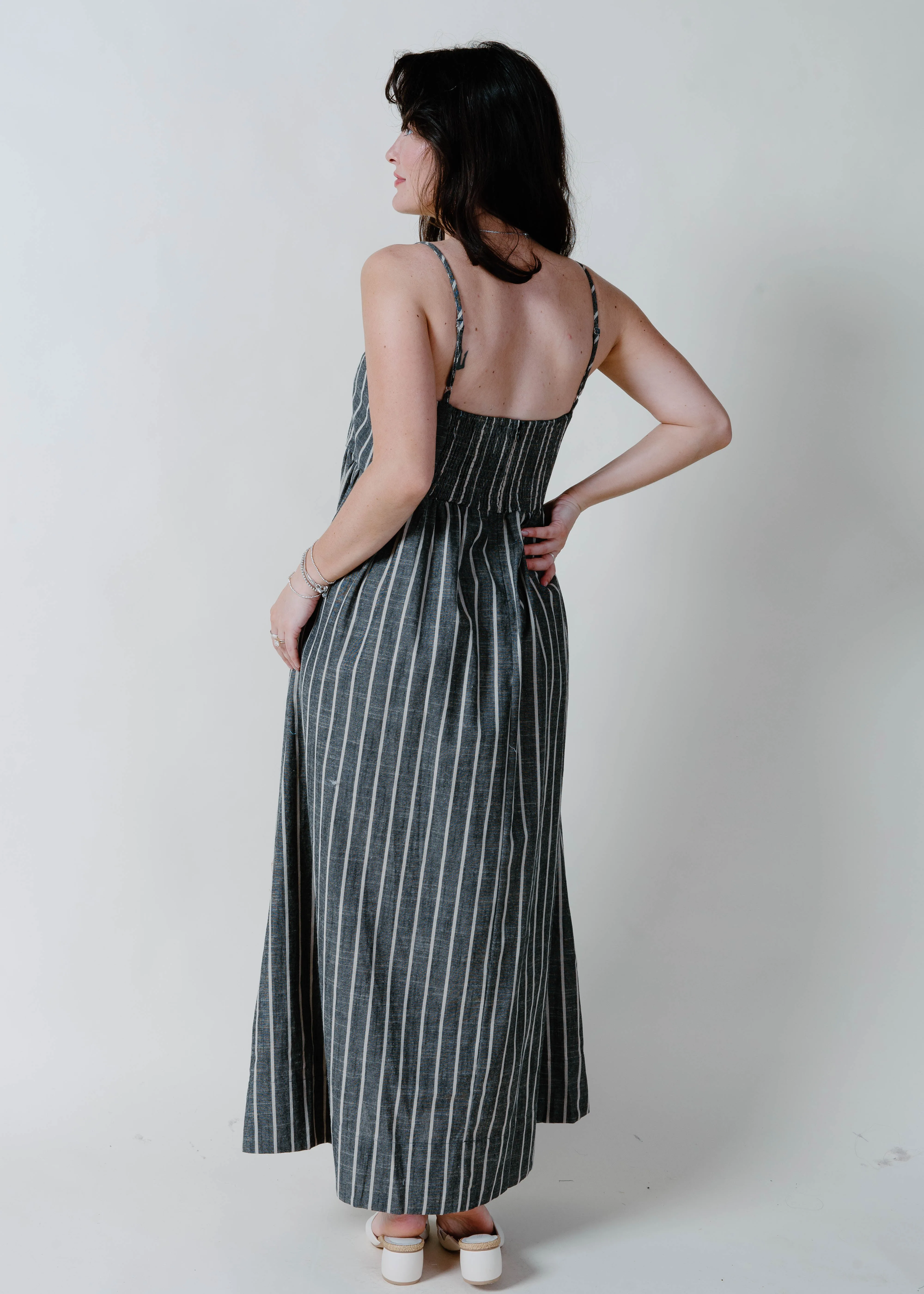 Maria Striped Maxi Dress - Charcoal sold by Vinnie Louise product image thumbnail 4