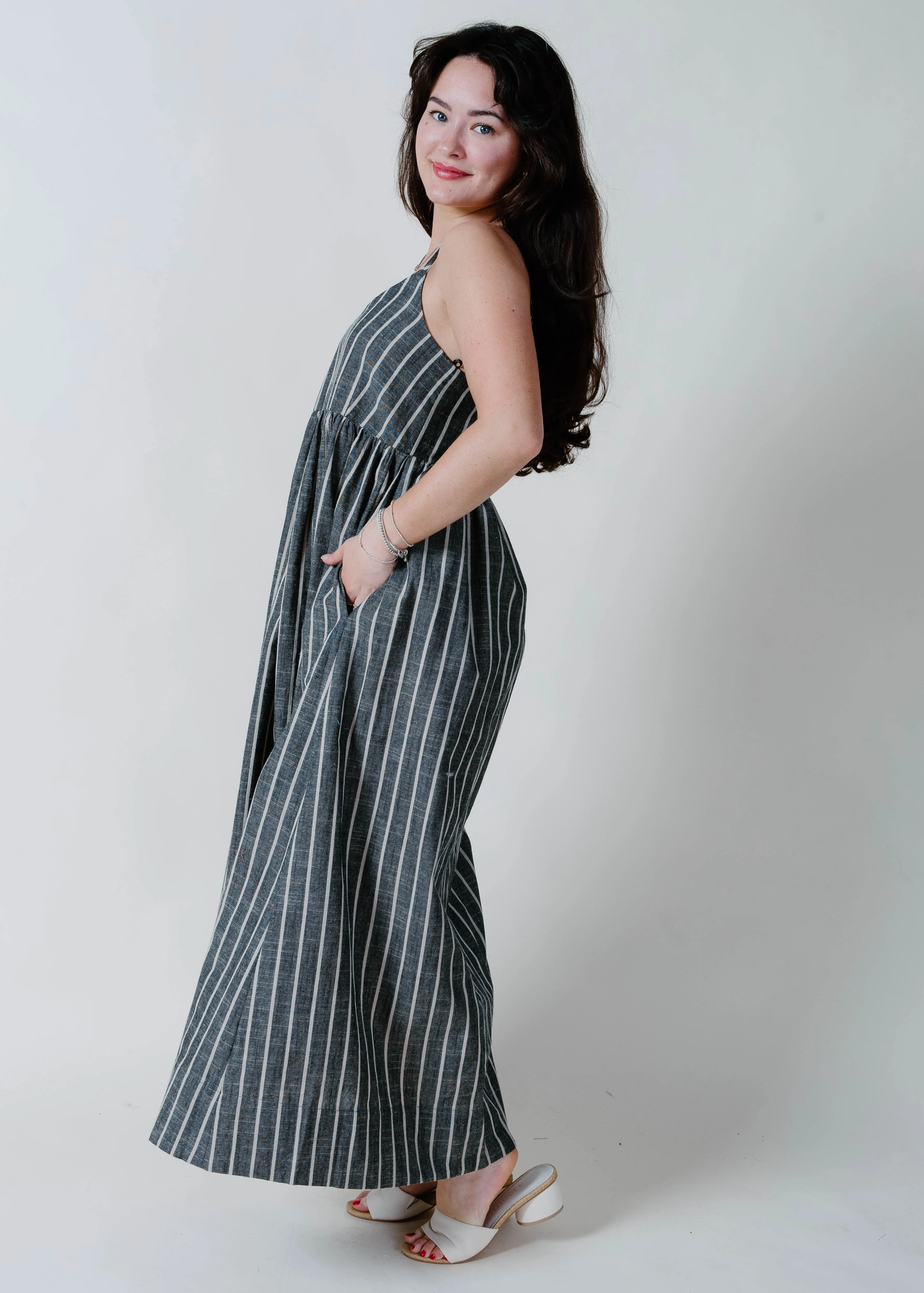 Maria Striped Maxi Dress - Charcoal sold by Vinnie Louise product image thumbnail 2