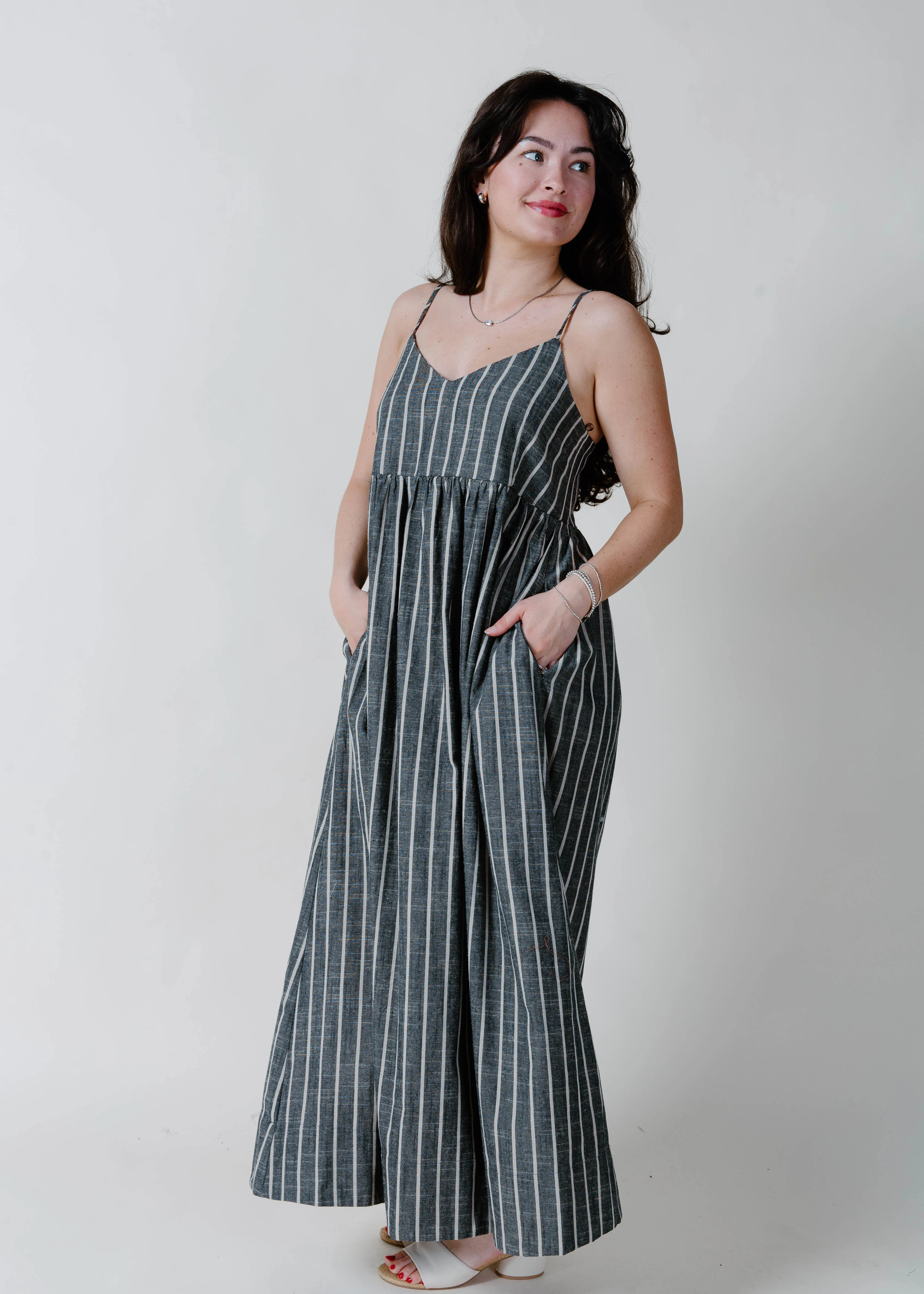 Maria Striped Maxi Dress - Charcoal sold by Vinnie Louise product image thumbnail 3