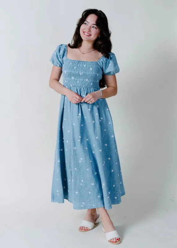 The Daisy Denim Maxi Dress made by Blu Pepper