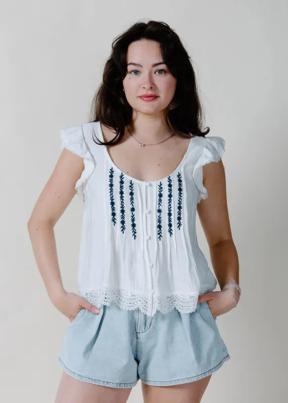 The Arden Lace Trim Top made by Blu Pepper