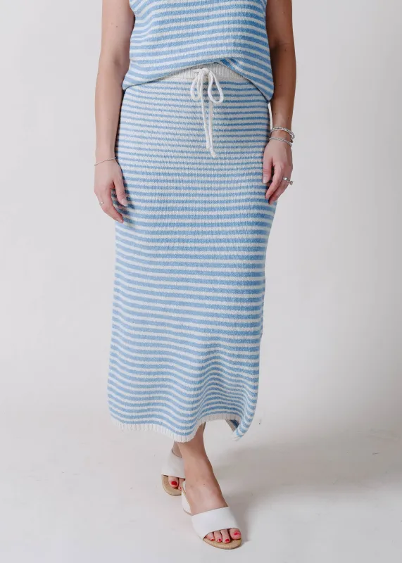The Shore Striped Midi Skirt - Blue made by By Together
