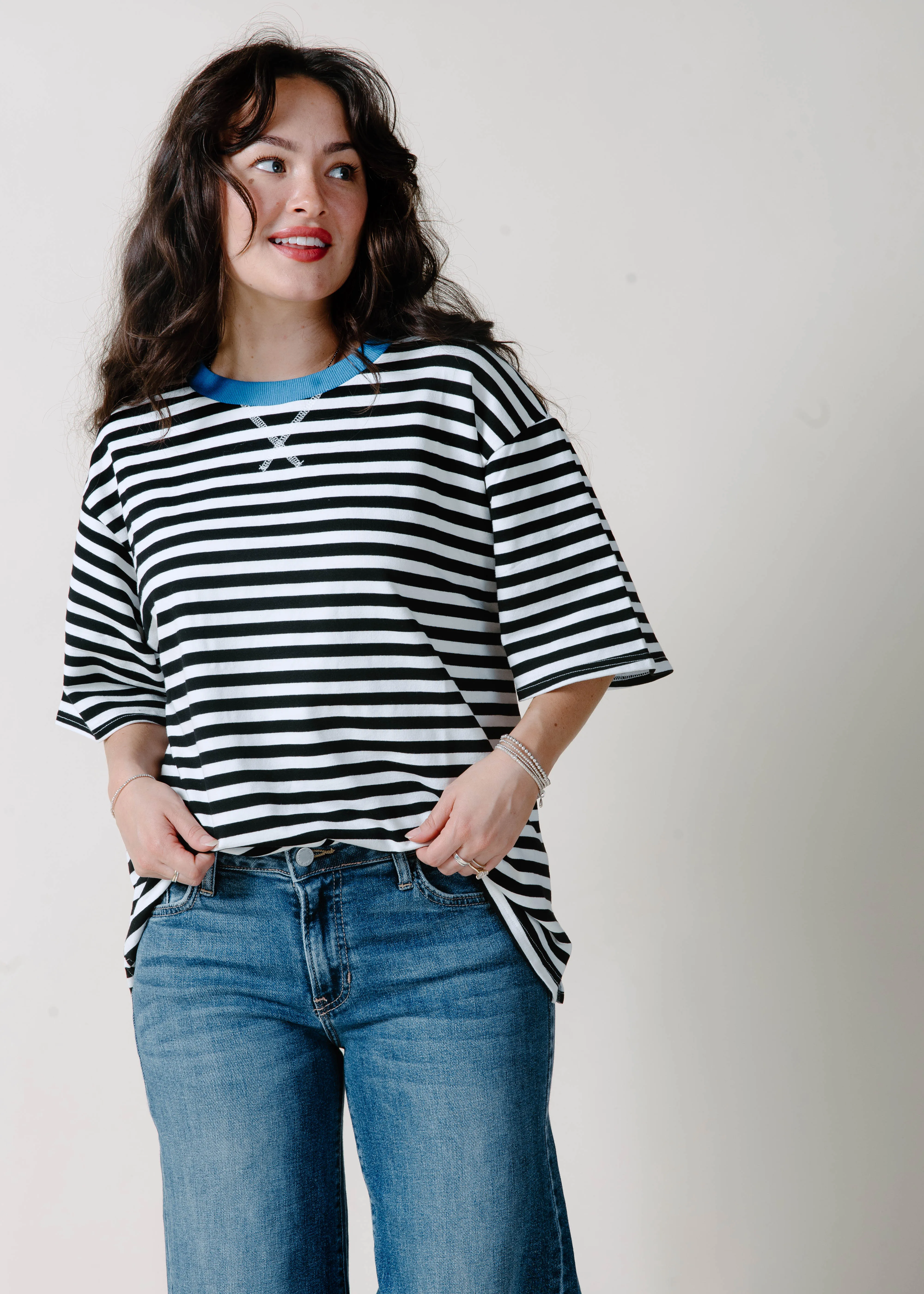 The Kellian Striped Top - Black sold by Vinnie Louise