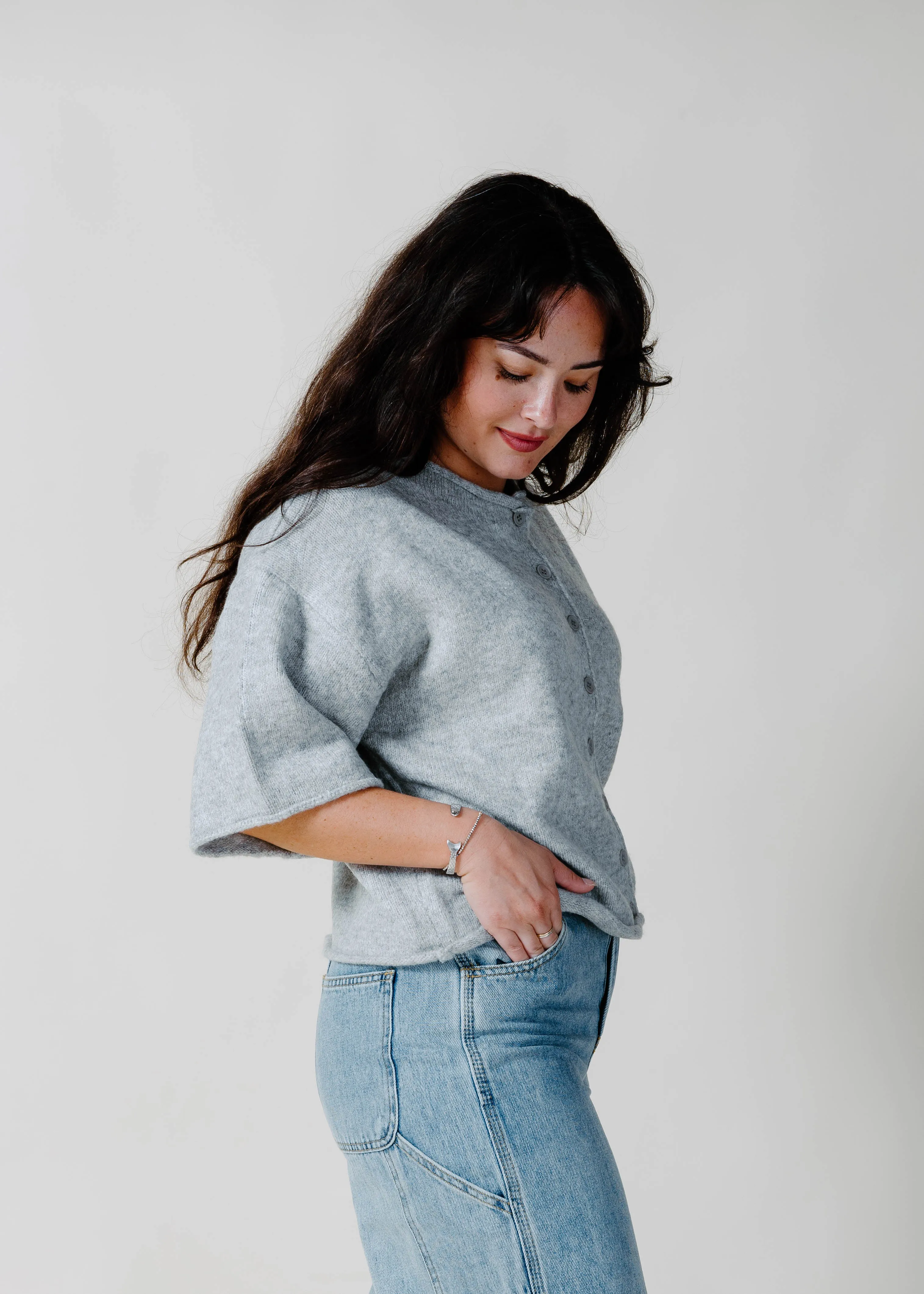 The Heather Short Sleeve Cardigan - Grey sold by Vinnie Louise product image thumbnail 3