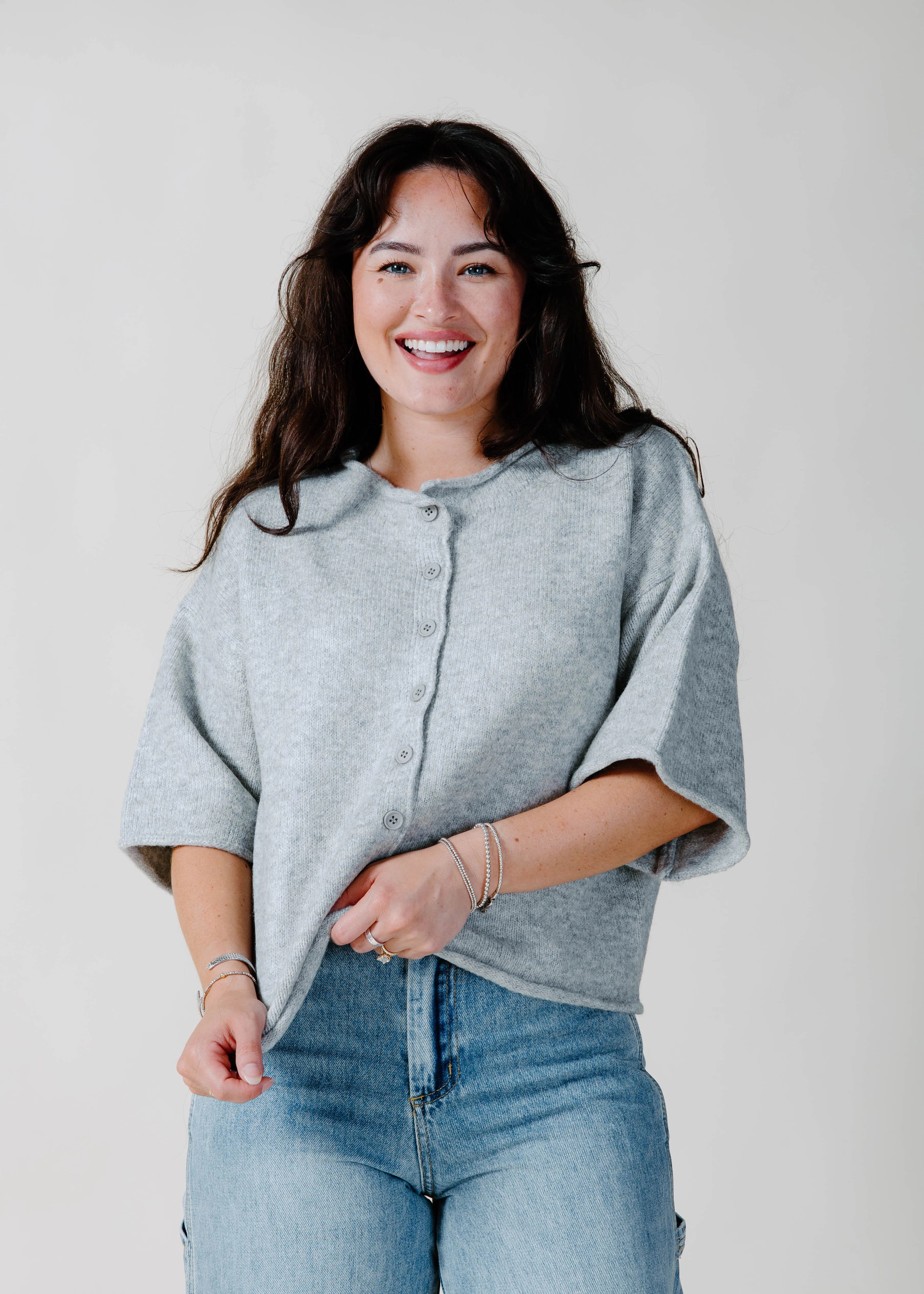 The Heather Short Sleeve Cardigan - Grey sold by Vinnie Louise product image thumbnail 2