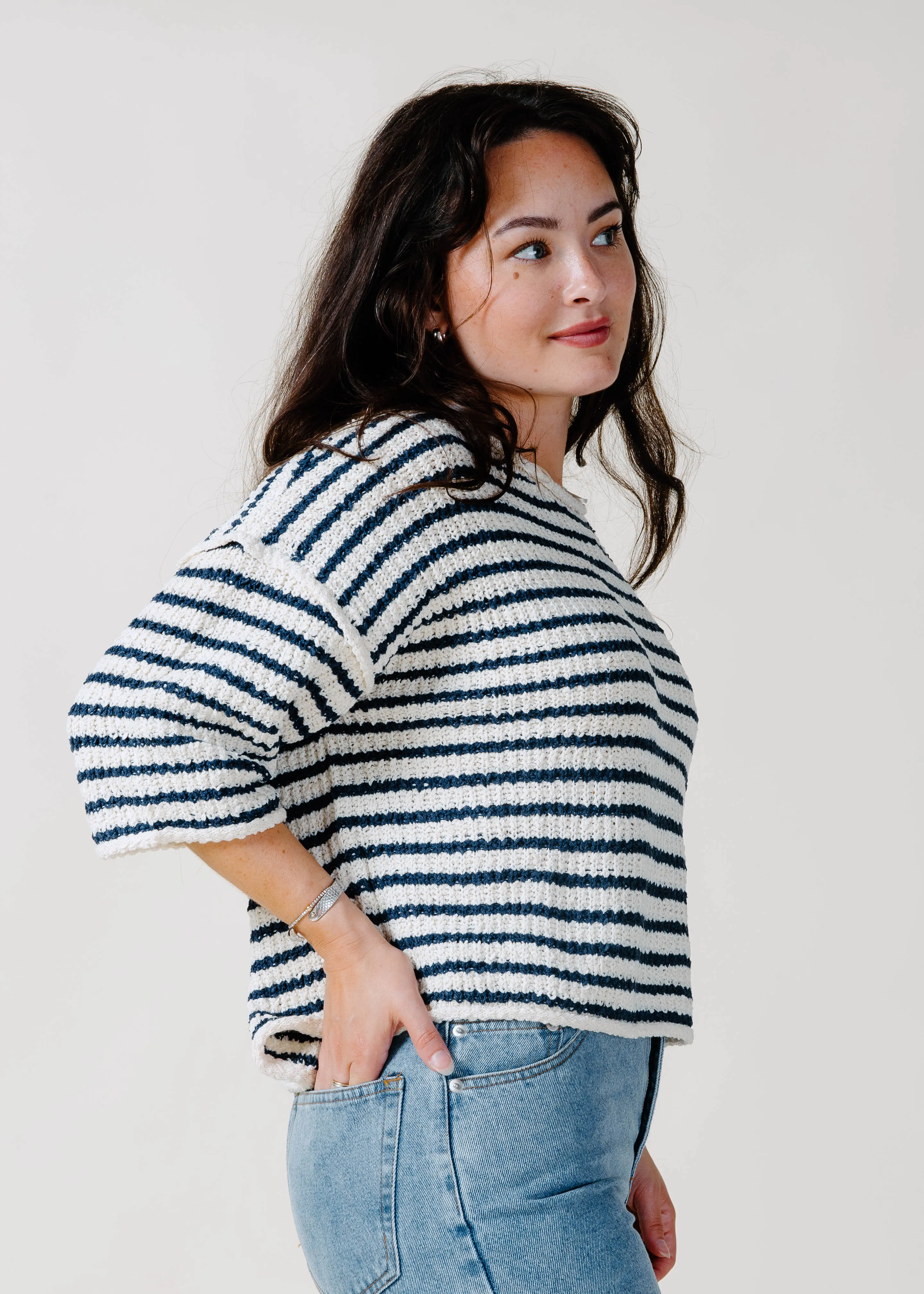 Kelsey Striped Knit Top - Navy sold by Vinnie Louise product image thumbnail 2