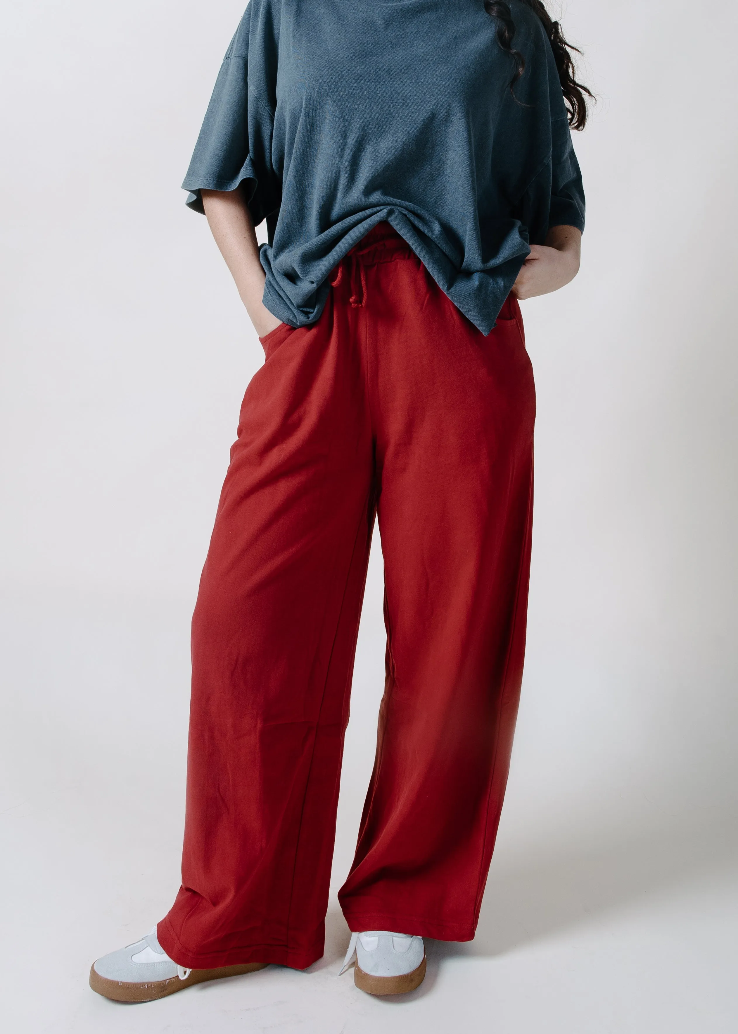 The Sylvie Mineral Wash Barrel Sweatpants - Dark Red sold by Vinnie Louise product image thumbnail 2