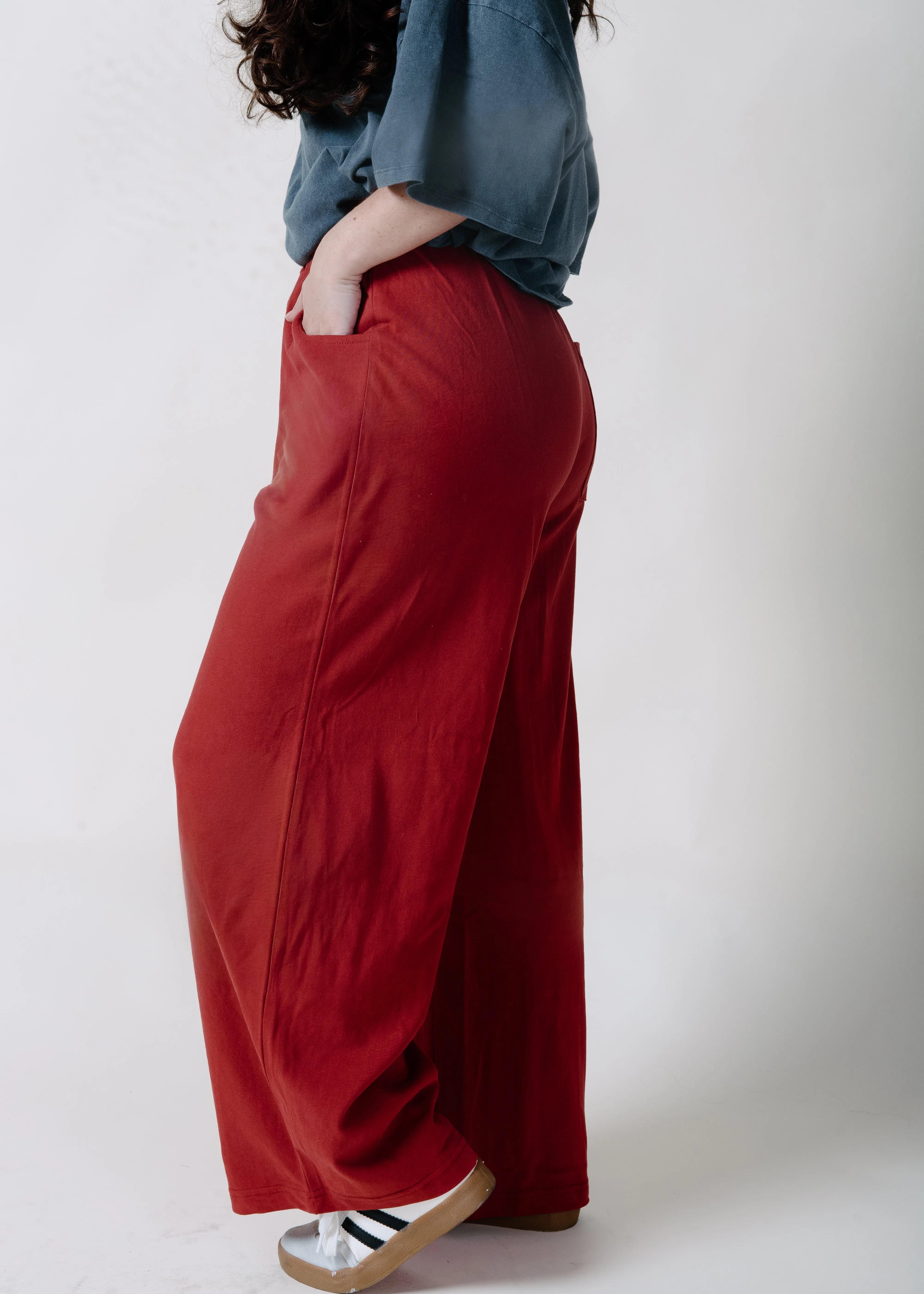 The Sylvie Mineral Wash Barrel Sweatpants - Dark Red sold by Vinnie Louise product image thumbnail 3