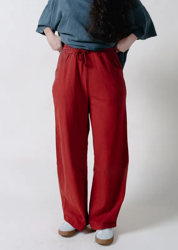 The Sylvie Mineral Wash Barrel Sweatpants - Dark Red made by HYFVE