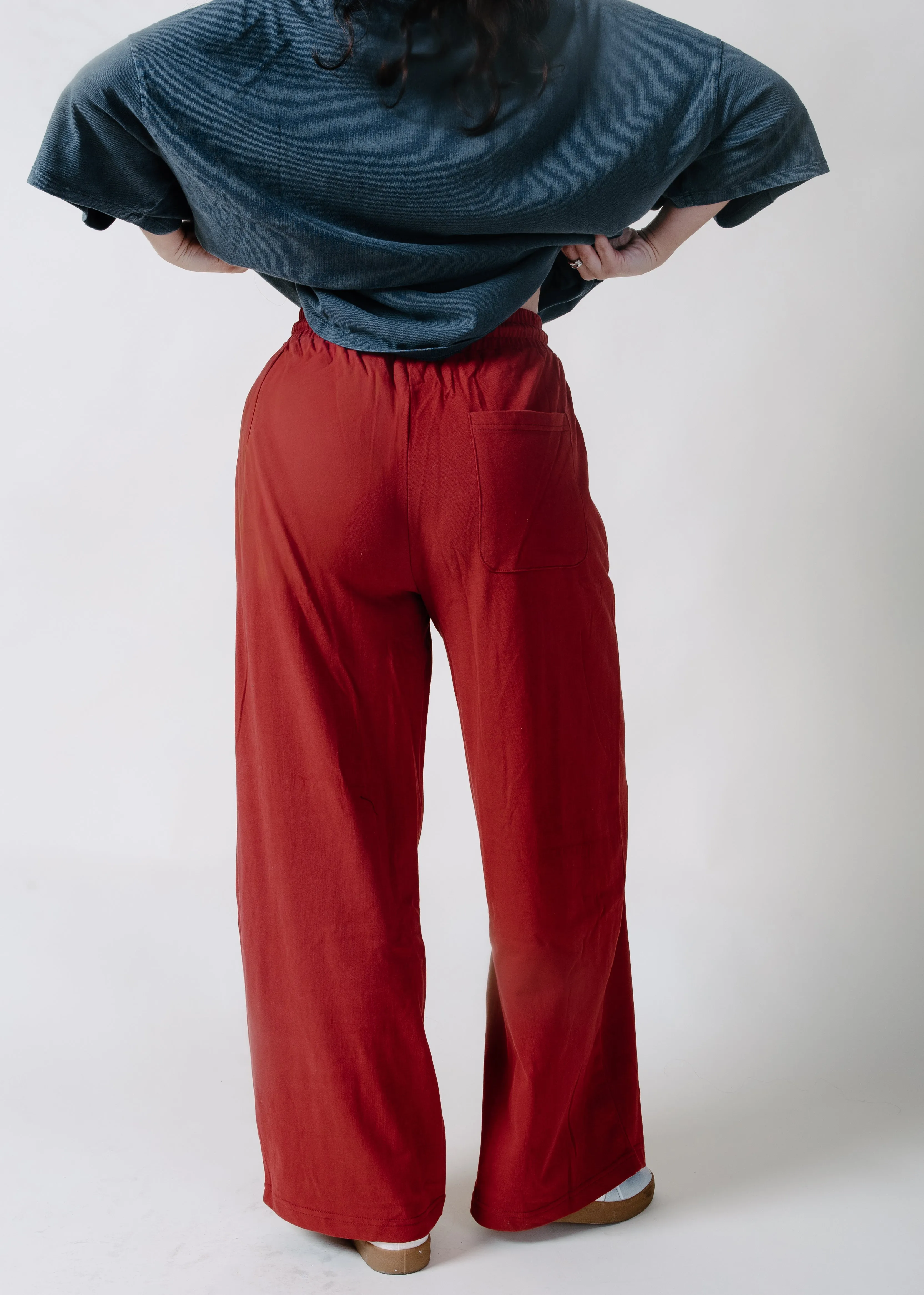 The Sylvie Mineral Wash Barrel Sweatpants - Dark Red sold by Vinnie Louise product image thumbnail 4