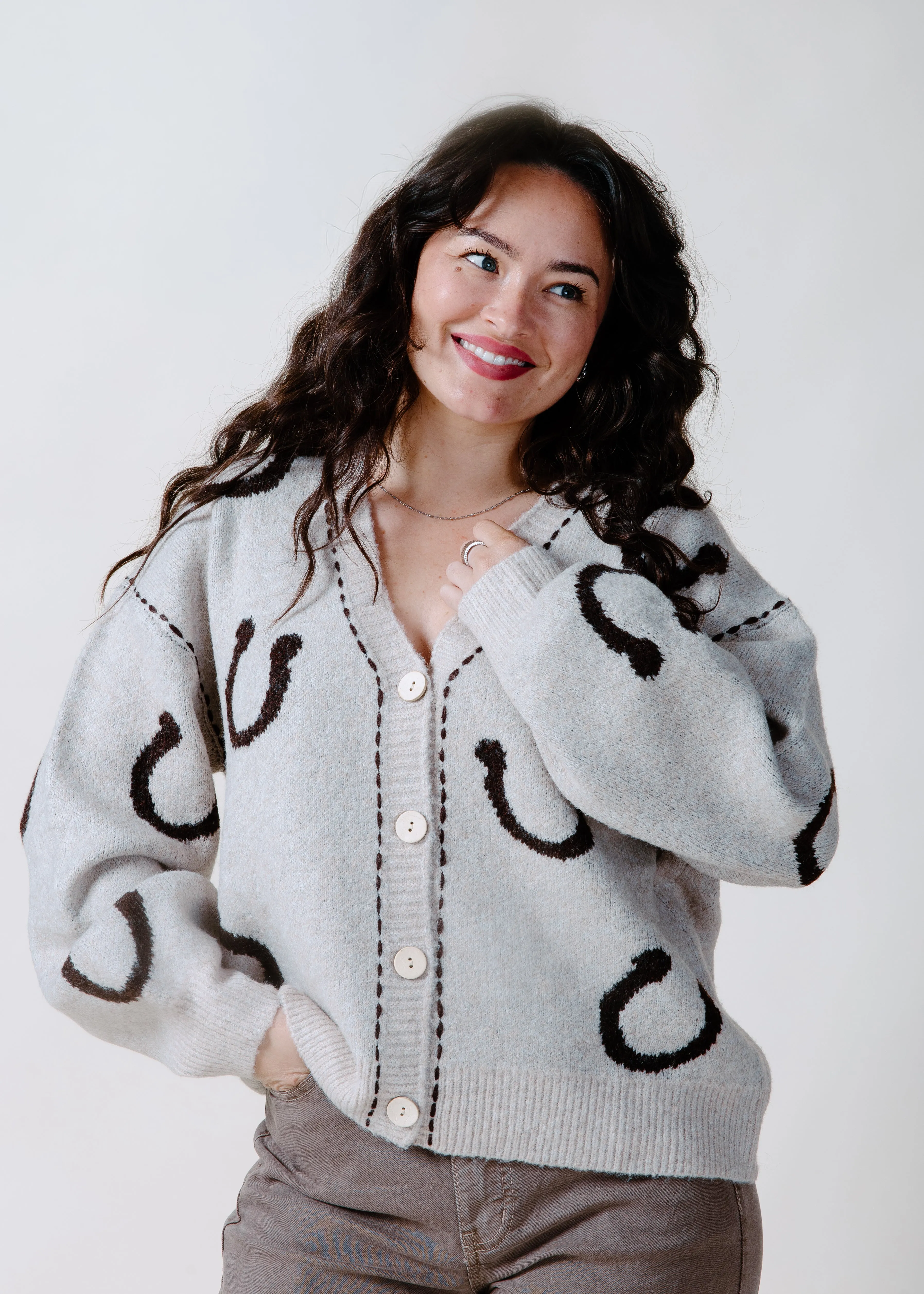 The Western Horseshoe Cardigan - Oatmeal sold by Vinnie Louise