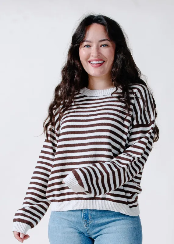 Neely Striped Sweater - Brown & Cream made by Blu Pepper