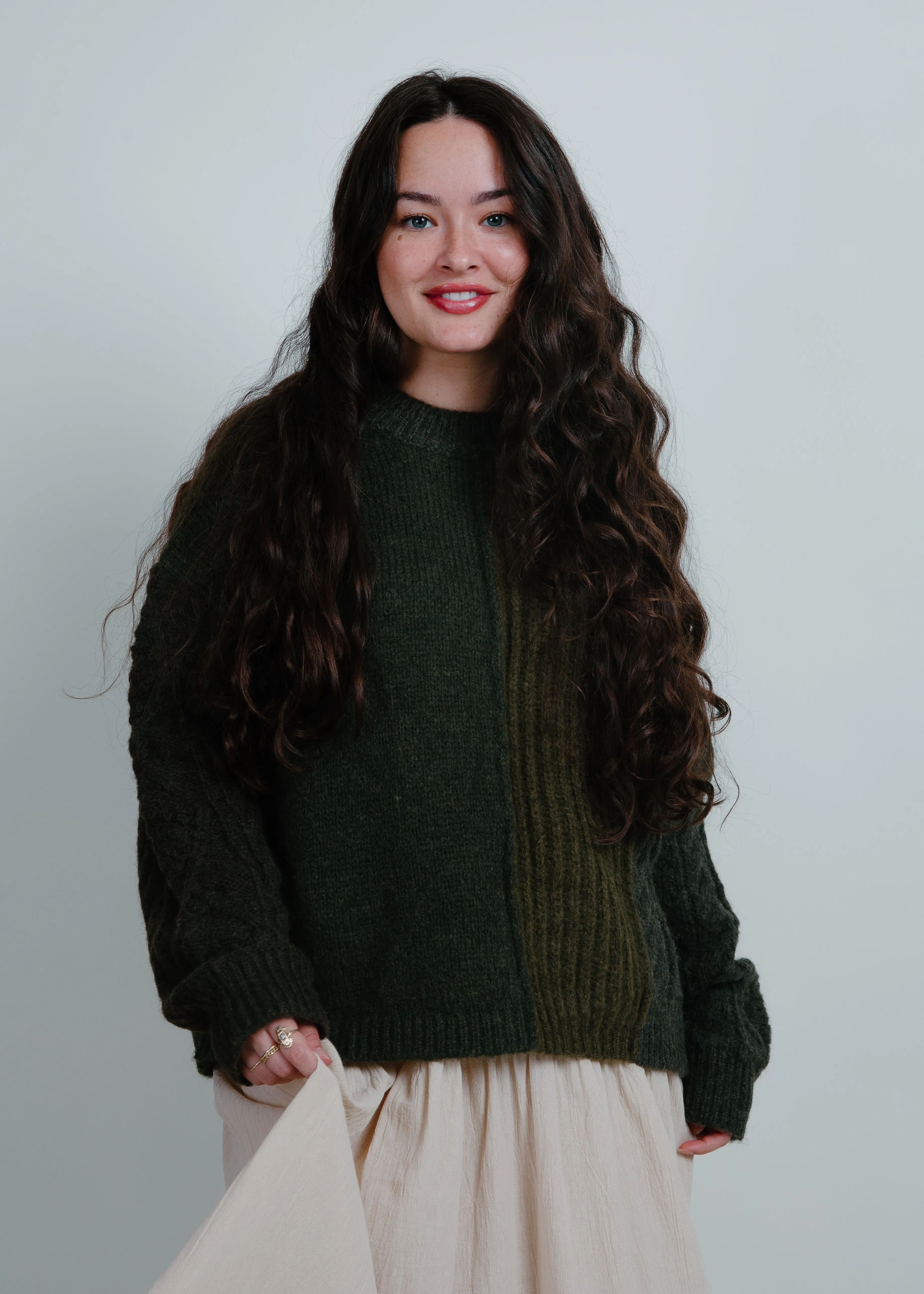 Sweet Melody Colorblock Sweater - Olive sold by Vinnie Louise