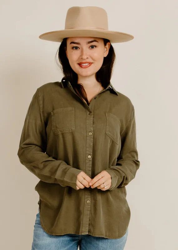 Mercia Button-Down Top - Olive sold by Vinnie Louise