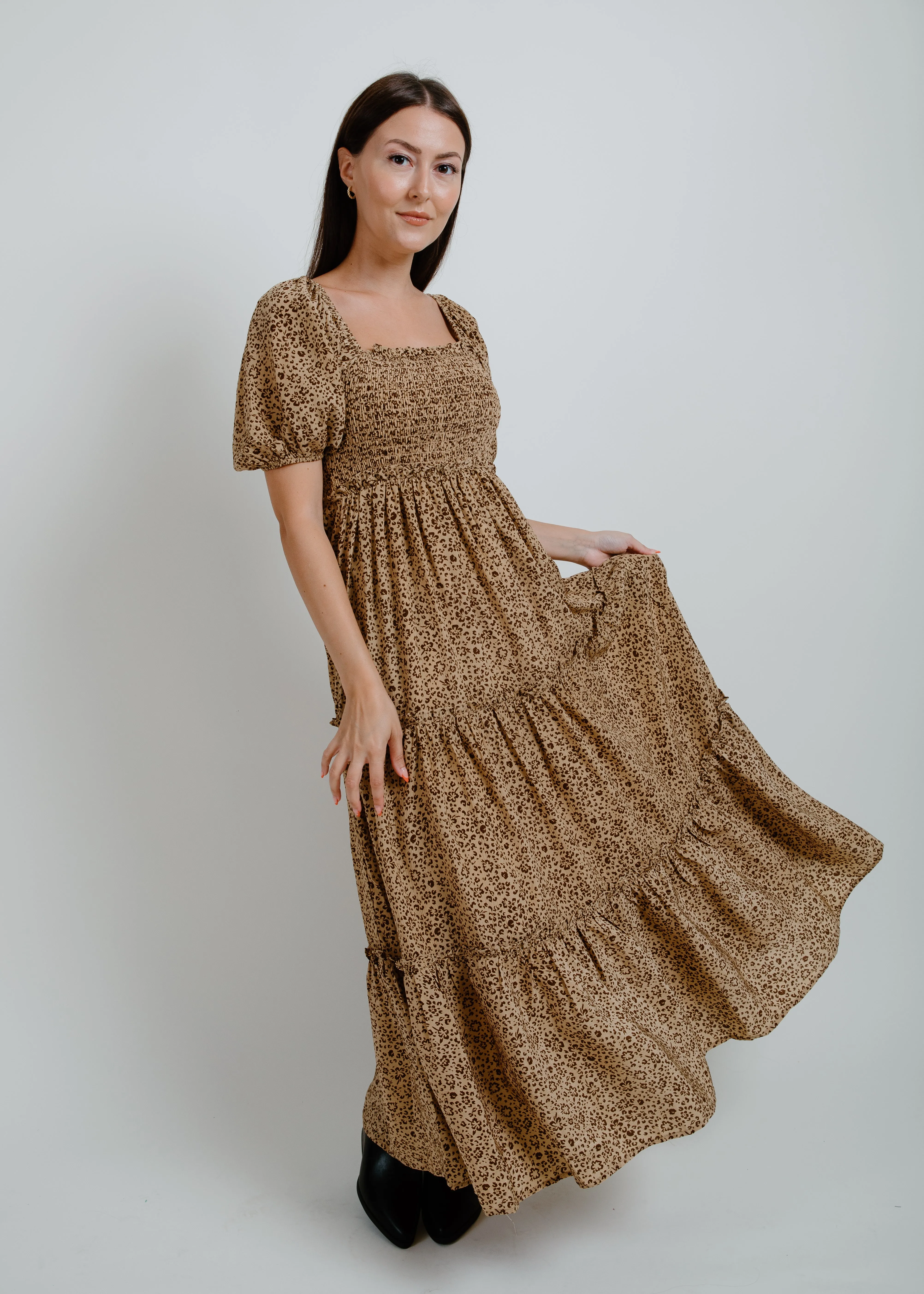 Leah Puff Sleeve Midi Dress sold by Vinnie Louise