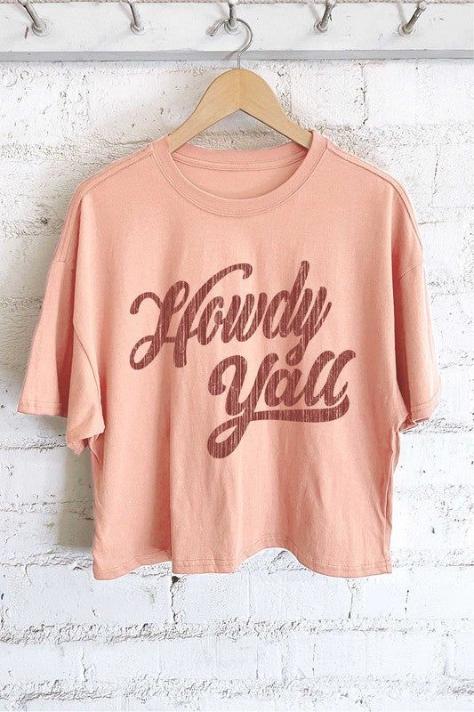 Howdy Y'all Crop Top - Peach sold by Vinnie Louise