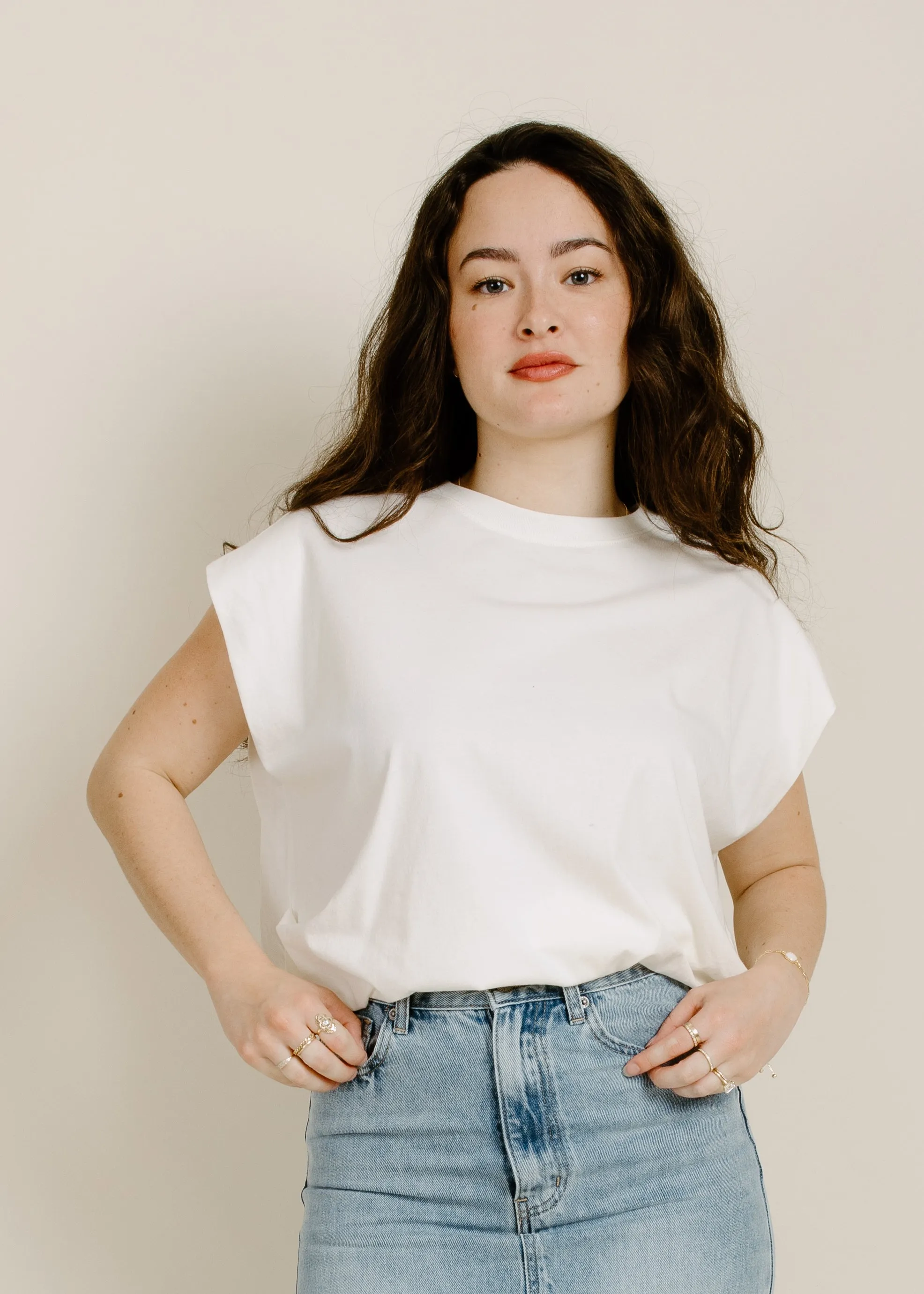 Trina Muscle Tee - White Sand sold by Vinnie Louise