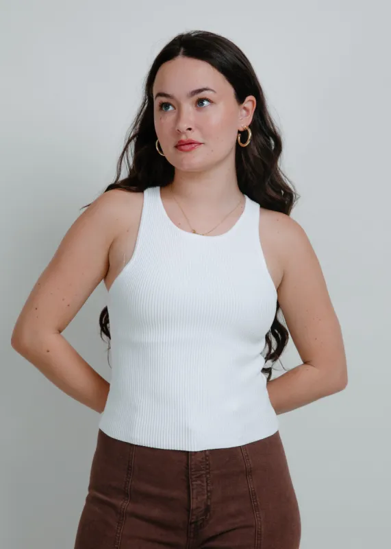 Liv Rib Knit Cropped Tank - Off White sold by Vinnie Louise