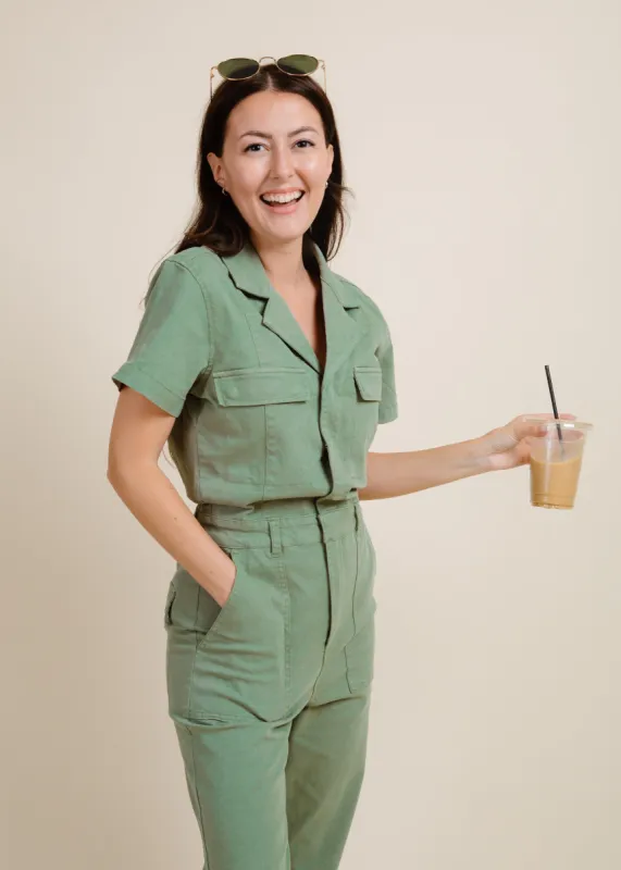 Makenna Utility Jumpsuit - Calvary Olive sold by Vinnie Louise