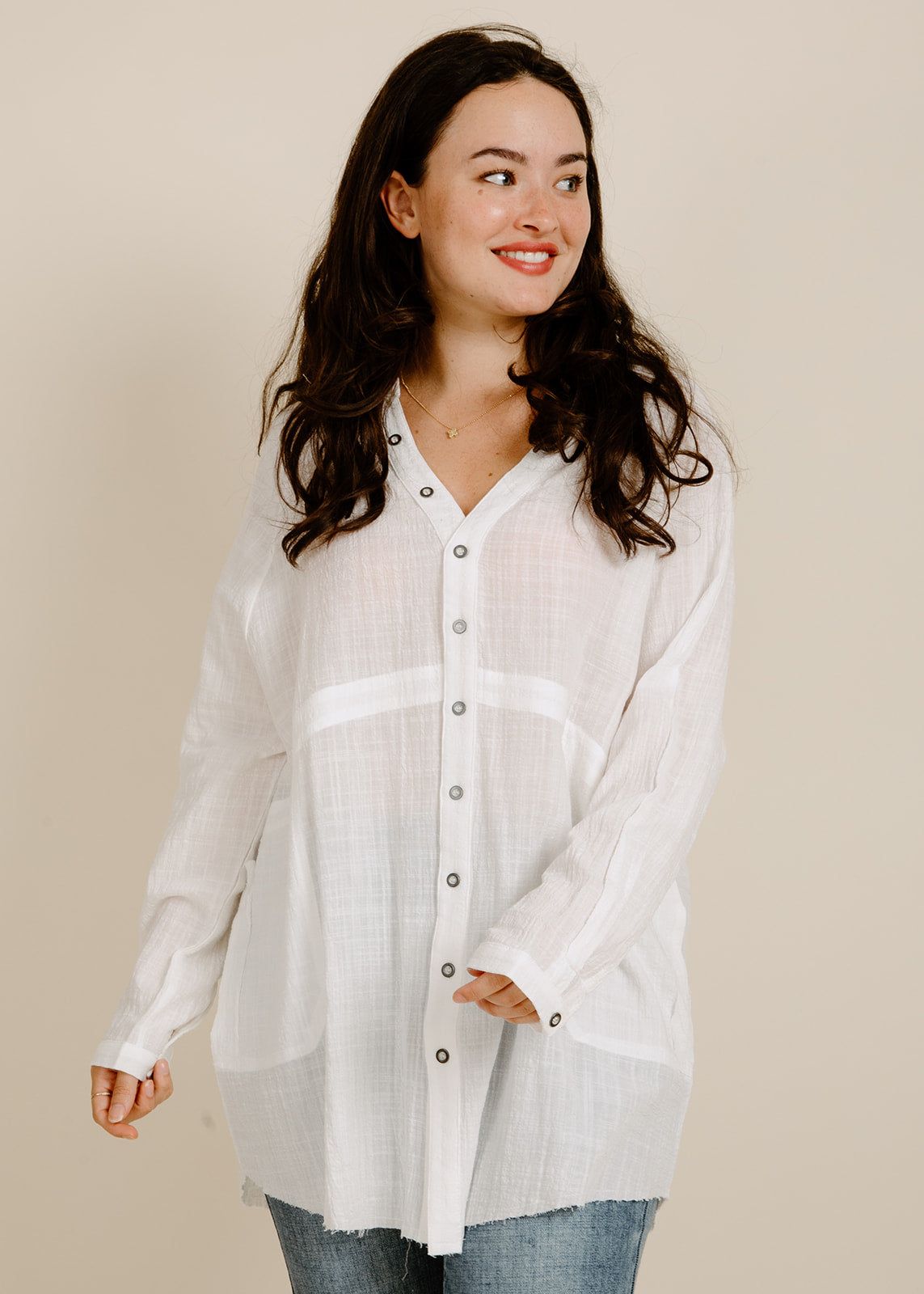 Day Dream Button Down Tunic - White sold by Vinnie Louise