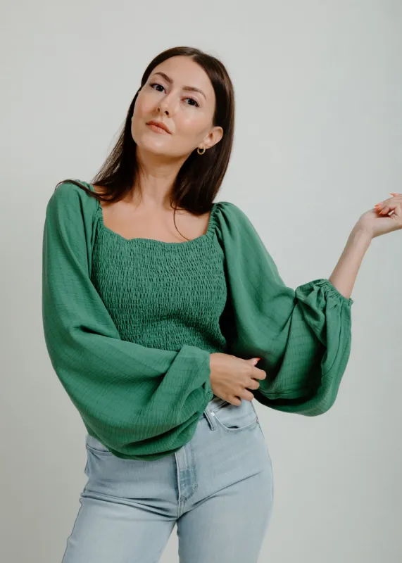 Safe To Say Smocked Top - Green sold by Vinnie Louise