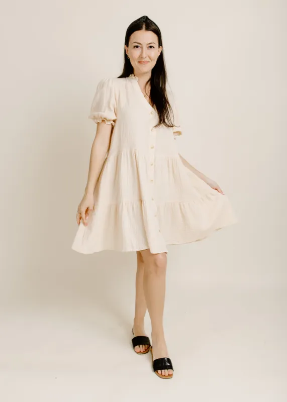 Katie Mini Dress - Natural sold by Vinnie Louise