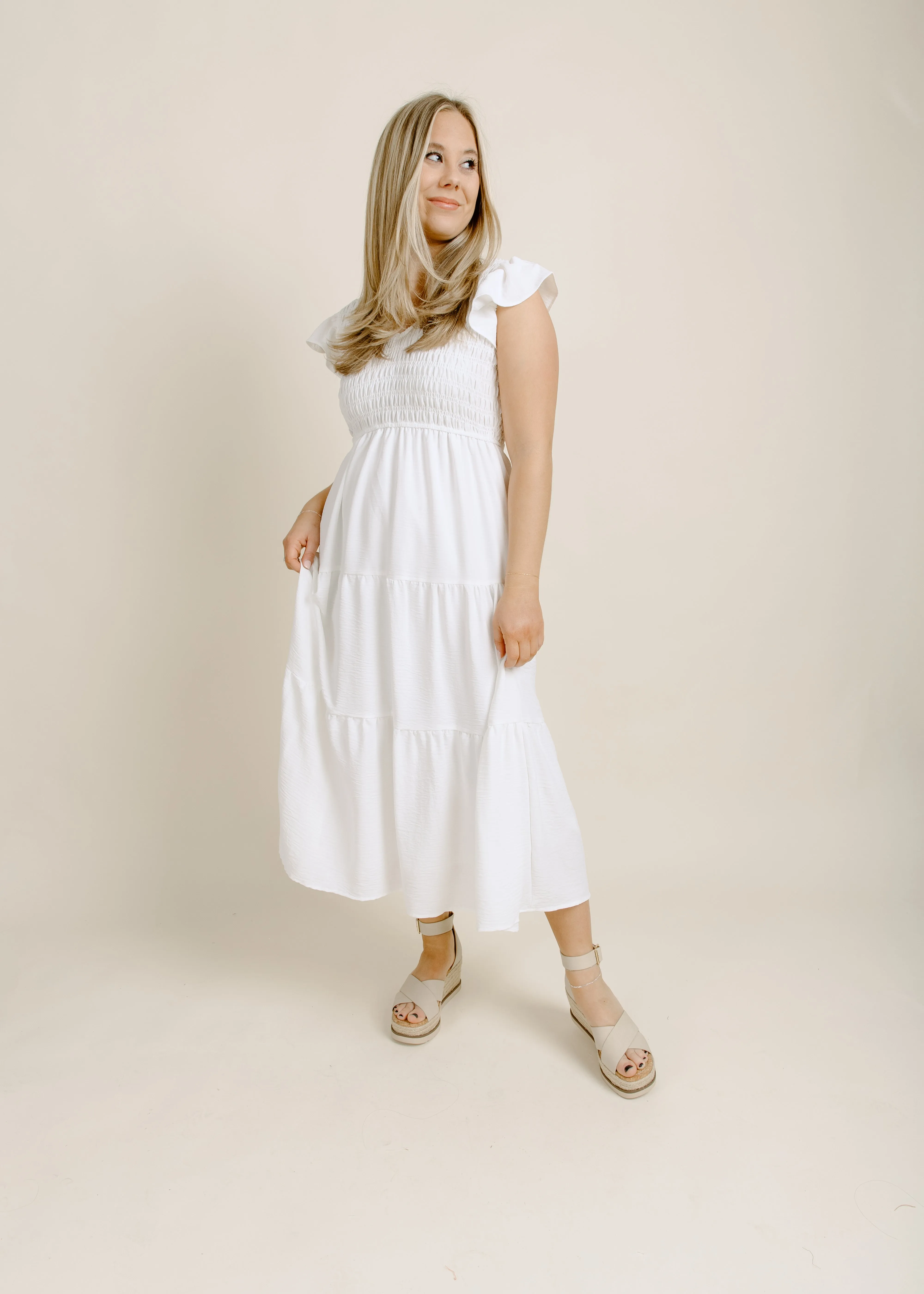 Wells Midi Dress - White sold by Vinnie Louise