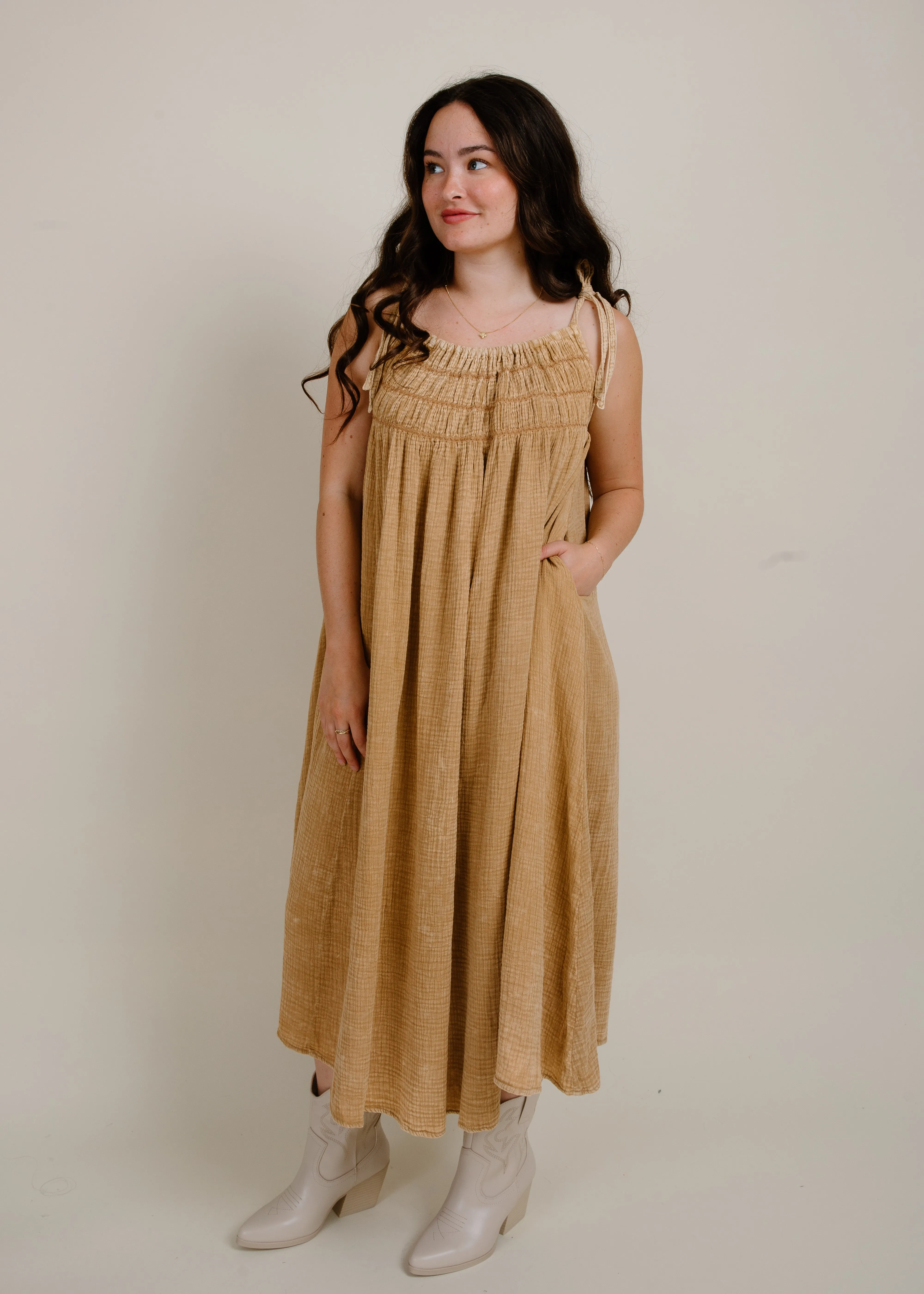 Jocelyn Midi Dress - Tan sold by Vinnie Louise product image thumbnail 3