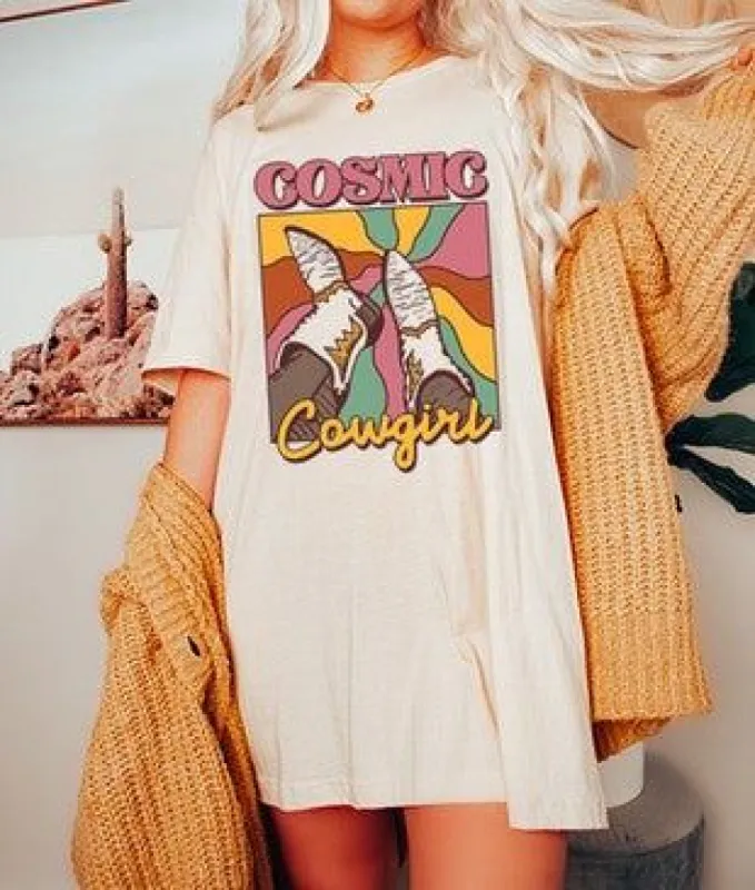 Cosmic Cowgirl Graphic Tee - Cream sold by Vinnie Louise