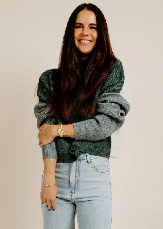 Carli Colorblock Sweater - Green sold by Vinnie Louise