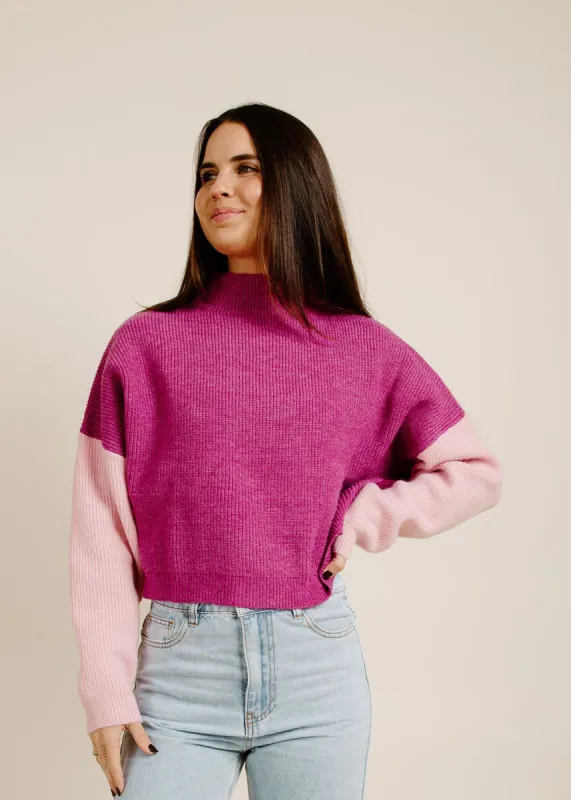 Carli Colorblock Sweater - Magenta sold by Vinnie Louise