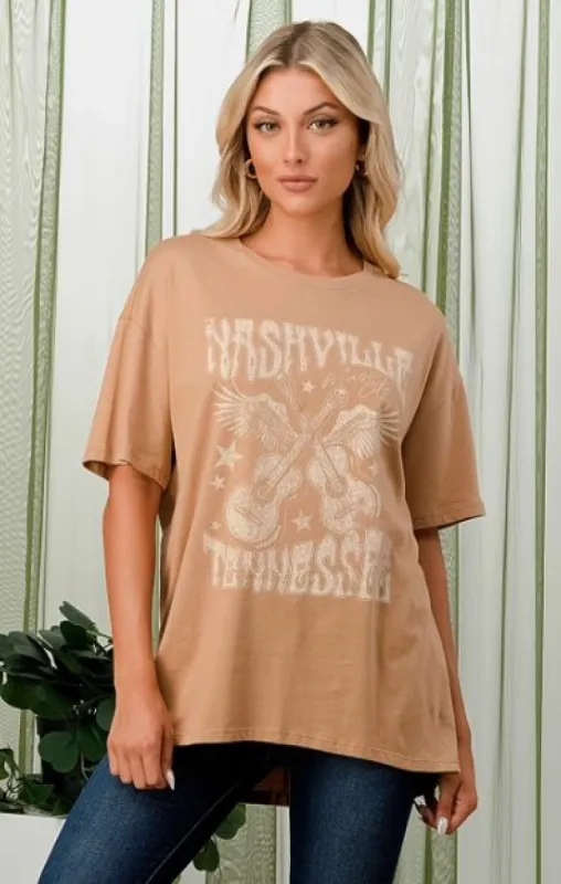 Nashville Oversized Tee - Golden sold by Vinnie Louise