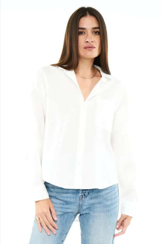 Sloane Long Sleeve Button Down - Le Blanc sold by Vinnie Louise