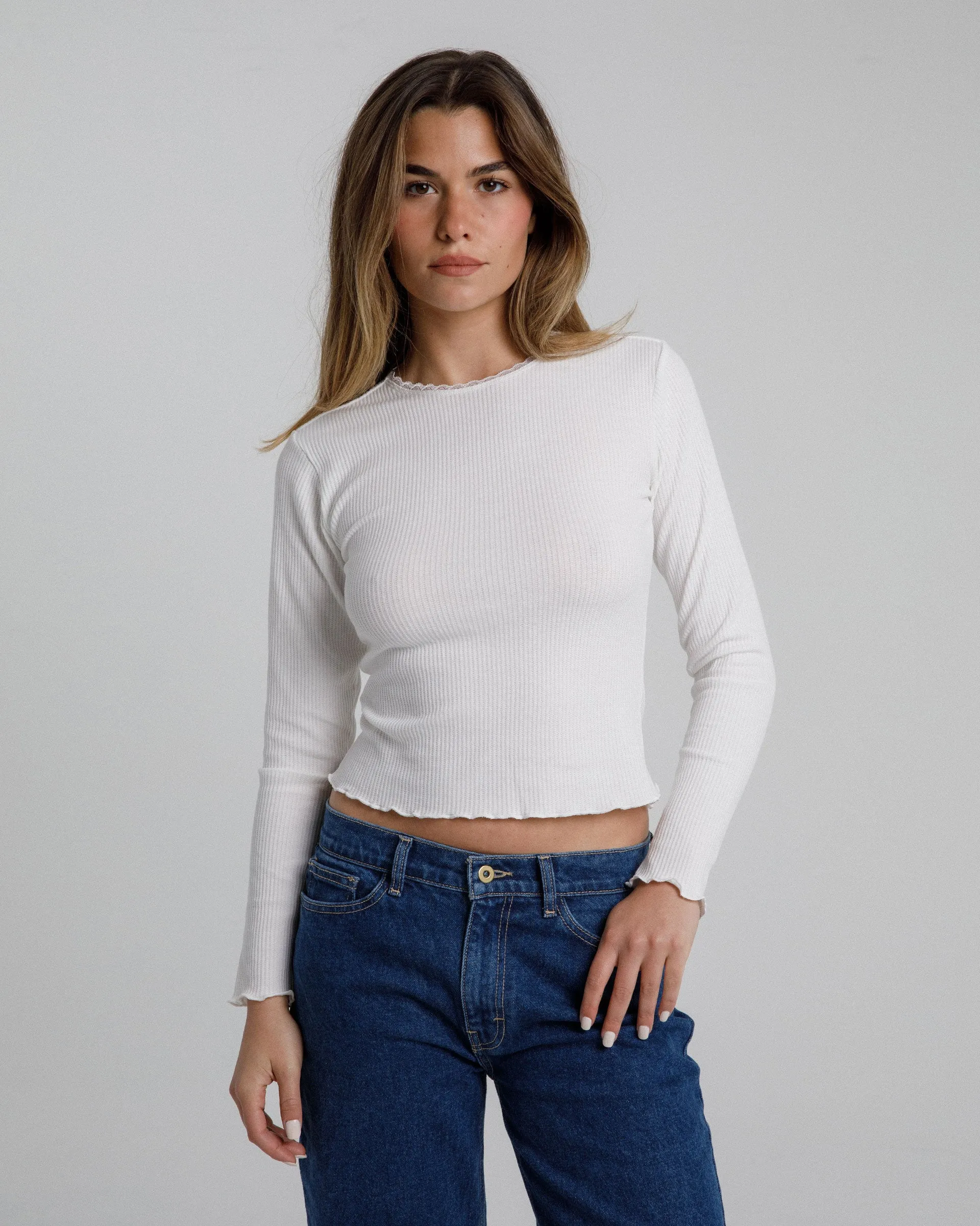 Waffle Long Sleeve - White sold by Dairy Boy product image thumbnail 2