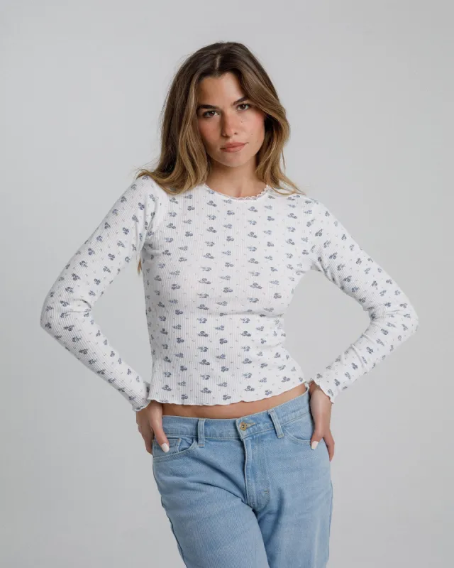 Waffle Long Sleeve - Blue Floral sold by Dairy Boy