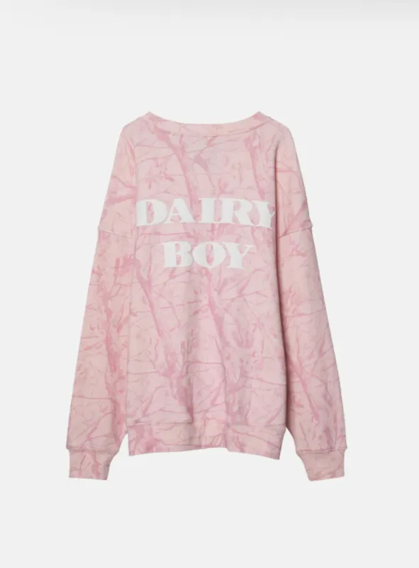 Oversized Crewneck - Bubblegum Camo White Puff sold by Dairy Boy