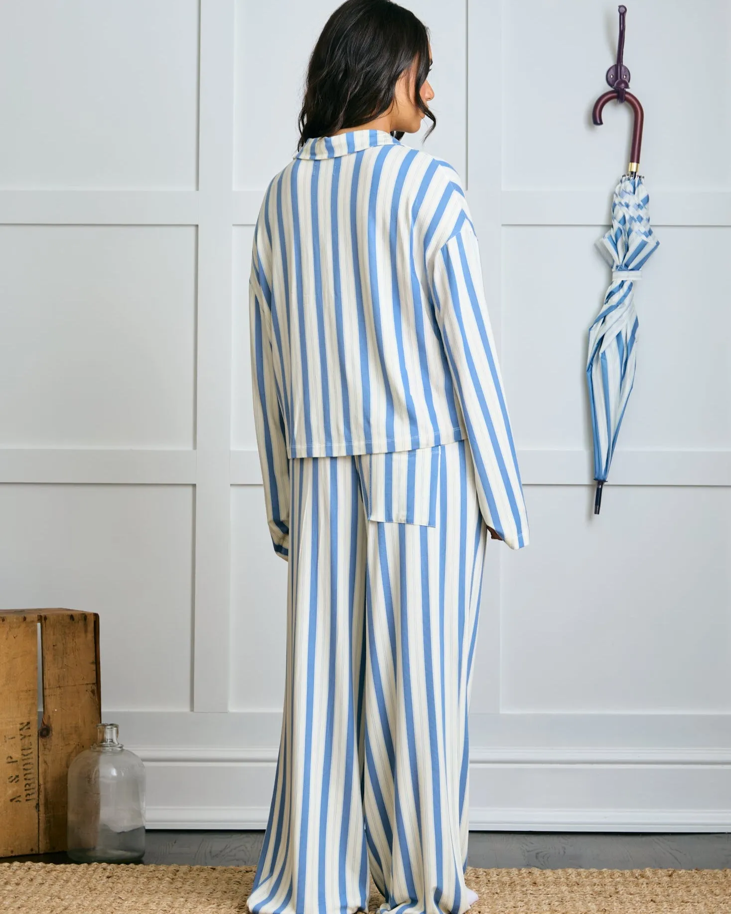 Garden Bed Sleep Set - Tomato in Blue Pinstripe sold by Dairy Boy product image thumbnail 4