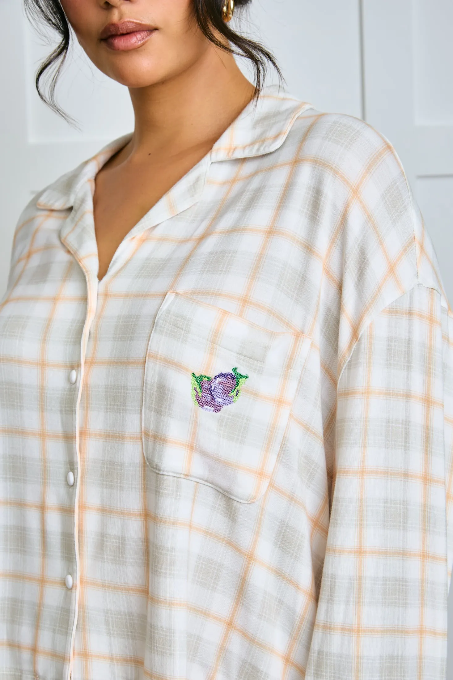 Garden Bed Sleep Set - Eggplant in Sailor Plaid sold by Dairy Boy product image thumbnail 3