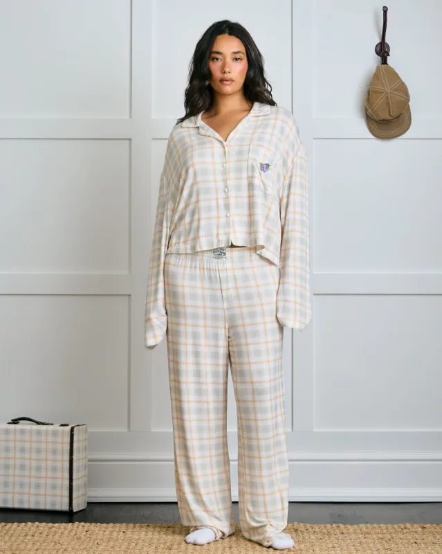 Garden Bed Sleep Set - Eggplant in Sailor Plaid sold by Dairy Boy