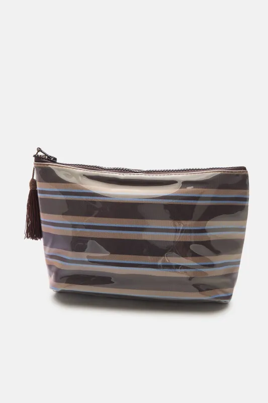 Cashmere Makeup Bag - Coffee Stripe sold by Dairy Boy