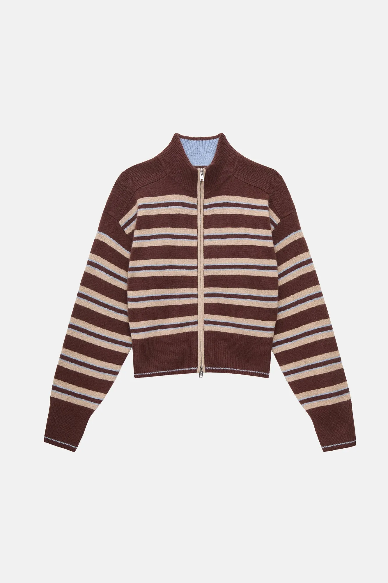 The Cashmere Zip Up - Coffee Stripe sold by Dairy Boy product image thumbnail 3