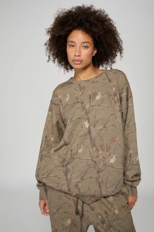 Oversized Crewneck - Evergreen Camo/Orange sold by Dairy Boy