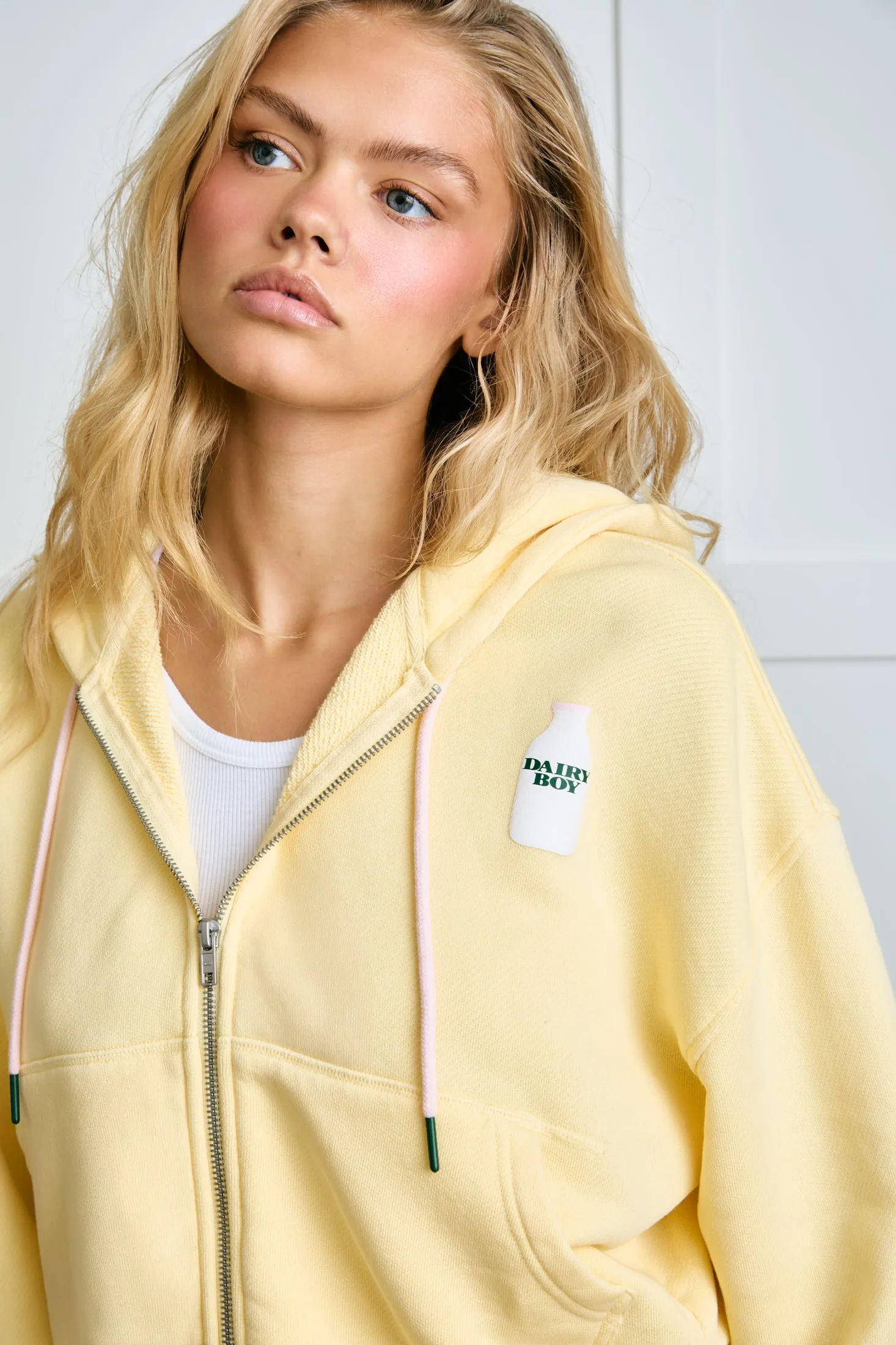 Milk Bottle Cropped Hoodie - Yellow sold by Dairy Boy product image thumbnail 2