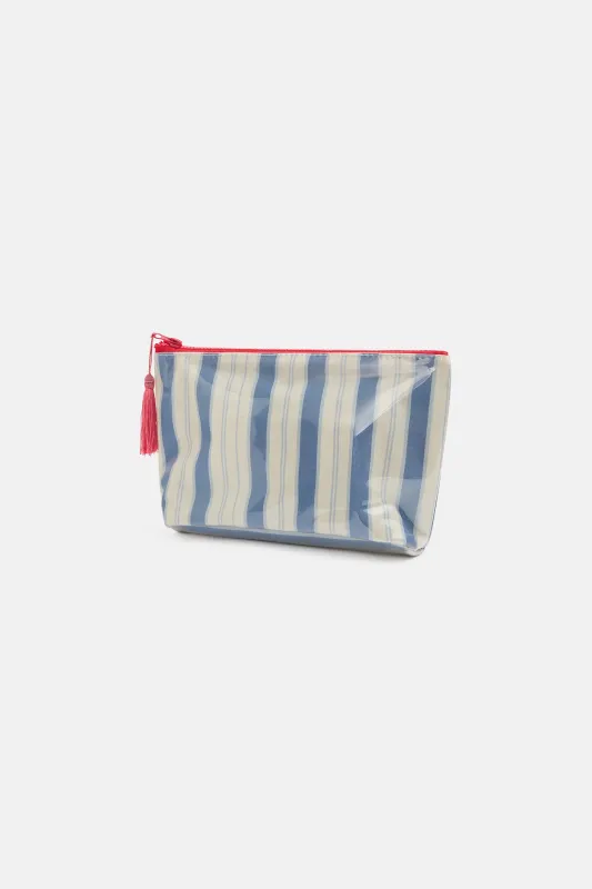 Garden Bed Makeup Bag - Blue Pinstripe sold by Dairy Boy