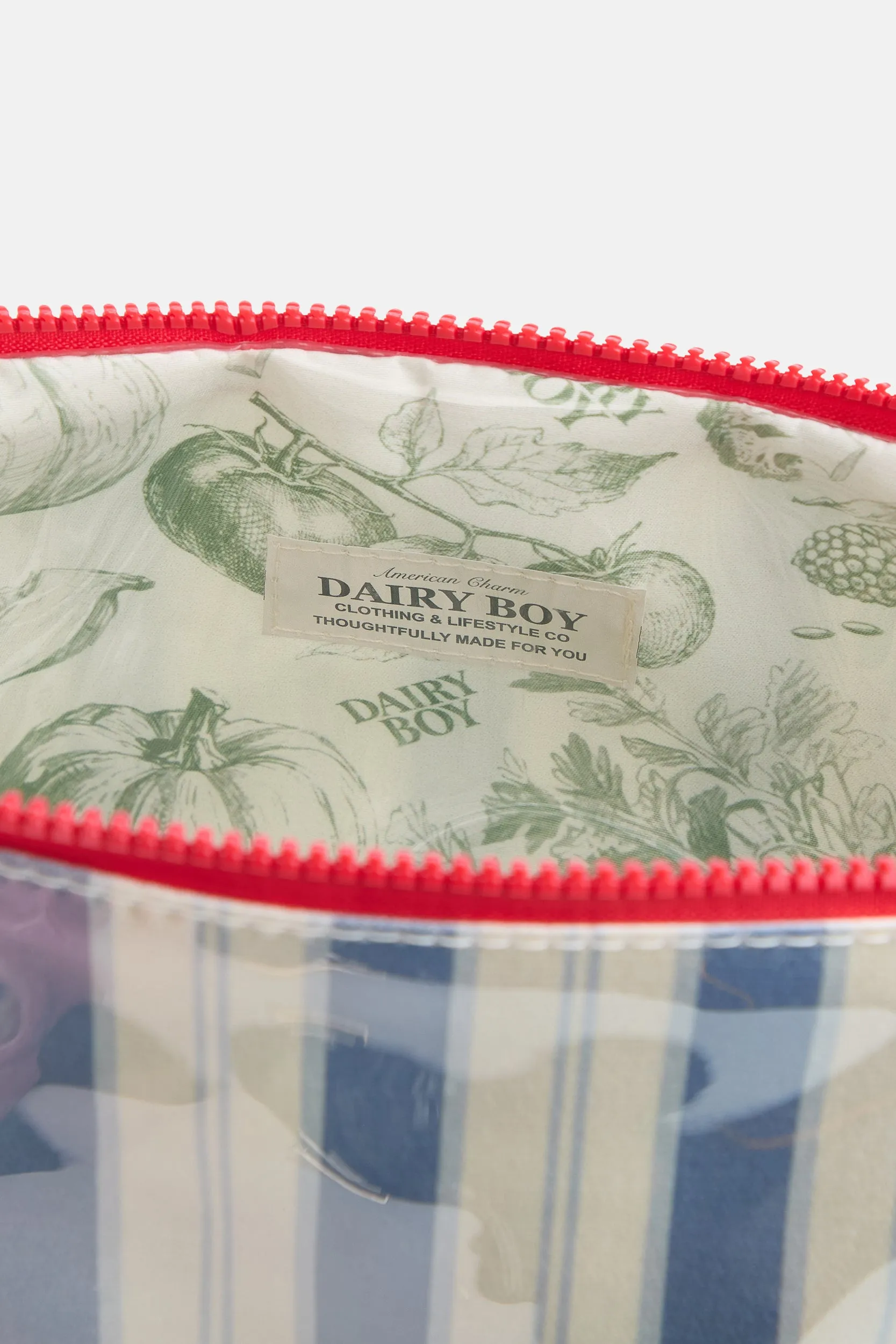 Garden Bed Makeup Bag - Blue Pinstripe sold by Dairy Boy product image thumbnail 4