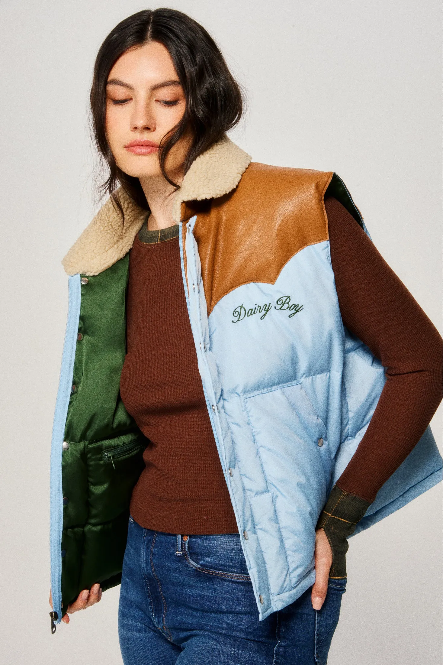 Mountain Puffer Vest - Sky Blue sold by Dairy Boy product image thumbnail 4