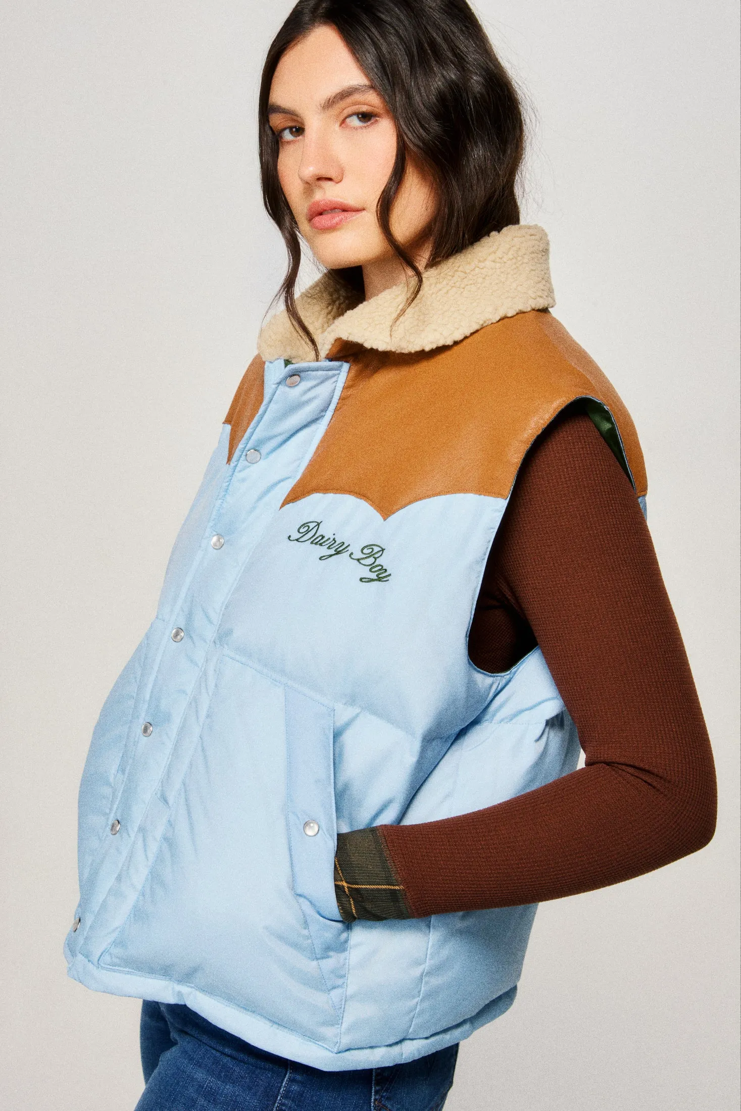 Mountain Puffer Vest - Sky Blue sold by Dairy Boy product image thumbnail 3