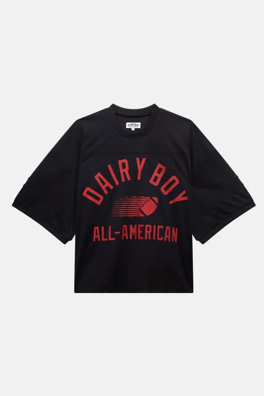 Study Break Varsity Jersey - Black/Barn Red sold by Dairy Boy